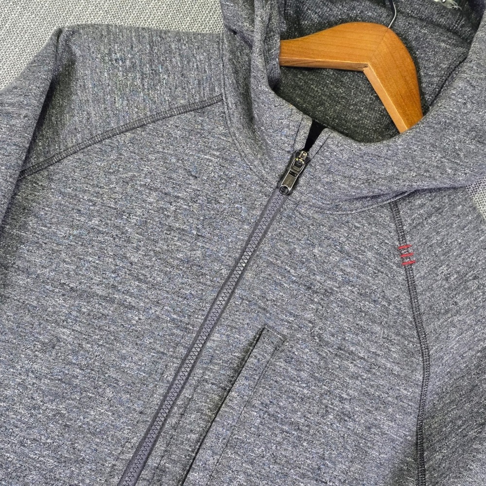 Lululemon City Sweat Full Zip Hoodie Mens M Gray Heathered Red Trim Performance